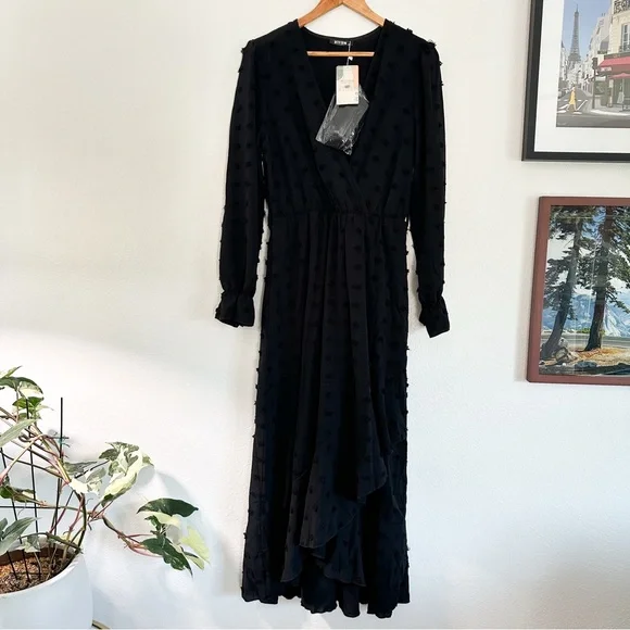 Black Midi Wrap Dress - Unbranded - Picture 8 of 9